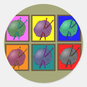 Knittern von Popart-Geschenken Runder Aufkleber