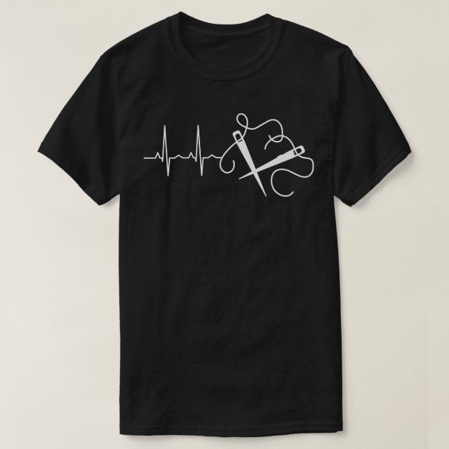 Knitternadeln Herzschlag T-Shirt (Design vorne)