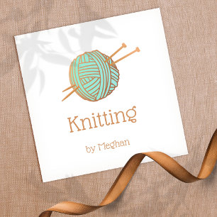 Knitters Knitting Yarn Ball Logo Quadratische Visitenkarte
