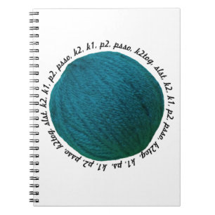 Knitters Lingo Yarn Ball Teal Notizblock