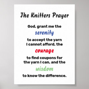 Knitters Prayer Serenity Joke Poster