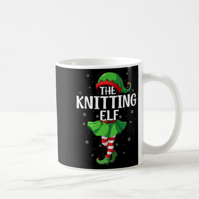 Knitting Elf Christmas Girls Women Elf Squad Xmas  Kaffeetasse (Rechts)