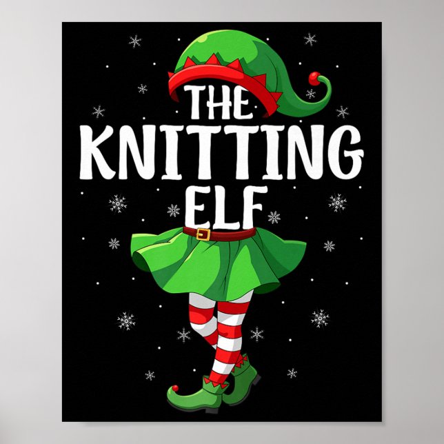 Knitting Elf Christmas Girls Women Elf Squad Xmas  Poster (Vorne)