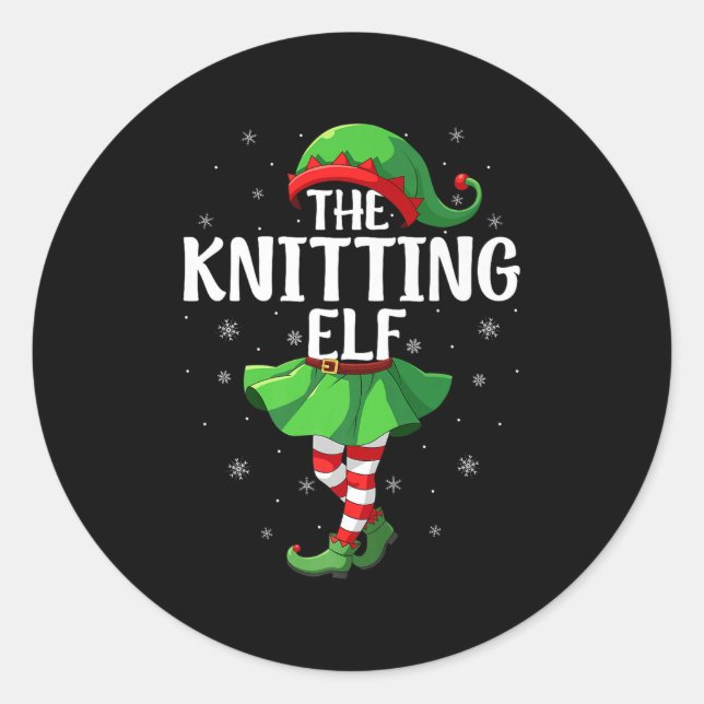Knitting Elf Christmas Girls Women Elf Squad Xmas  Runder Aufkleber (Vorderseite)