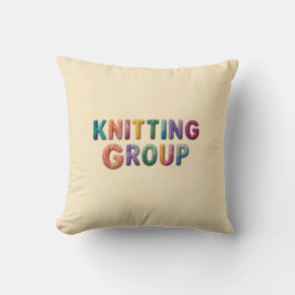 Knitting Group" Colorful Knitted Text Pillow Kissen