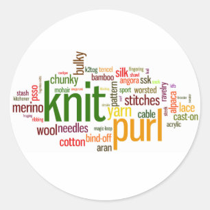 Knitting Lexicon - Worte für Stricker! Strick an! Runder Aufkleber