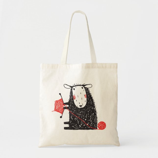 Knitting Sheep Tote Bag Tragetasche (Vorne)