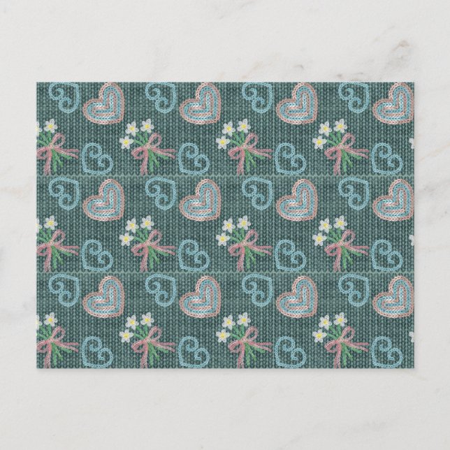 Knitting Style Hand Drawn Postcard Postkarte (Vorderseite)