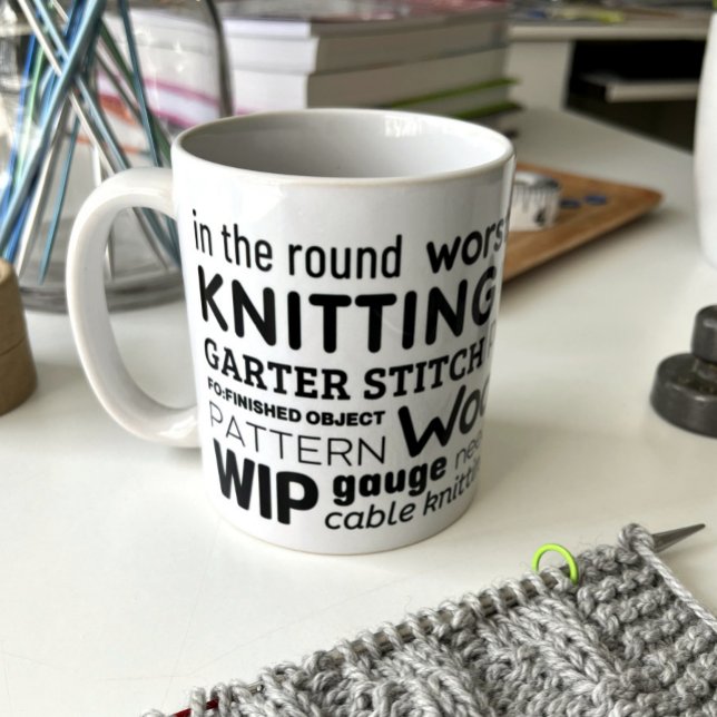Knitting-Tasse - Knitter's Word Collage Kaffeetasse (Von Creator hochgeladen)