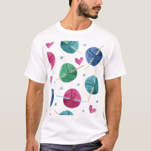 Knitting Thema, Wasserfarbe nahtlose Muster. T-Shirt