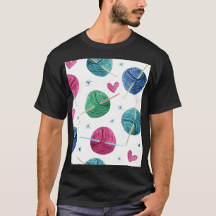 Knitting Thema, Wasserfarbe nahtlose Muster. T-Shirt