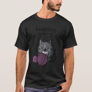 Knitting Tuxedo Cat Knitting Gangster Knitting T-Shirt