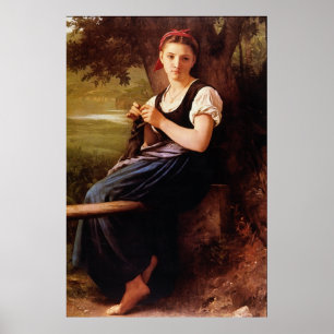 Knitting Woman von William-Adolphe Bouguereau Poster