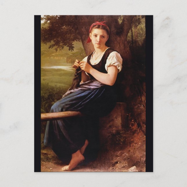 Knitting Woman von William-Adolphe Bouguereau Postkarte (Vorderseite)