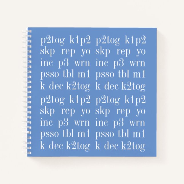 KNITTING WORDS 8.5" Square Spiral Notebook II Notizbuch (Vorderseite)