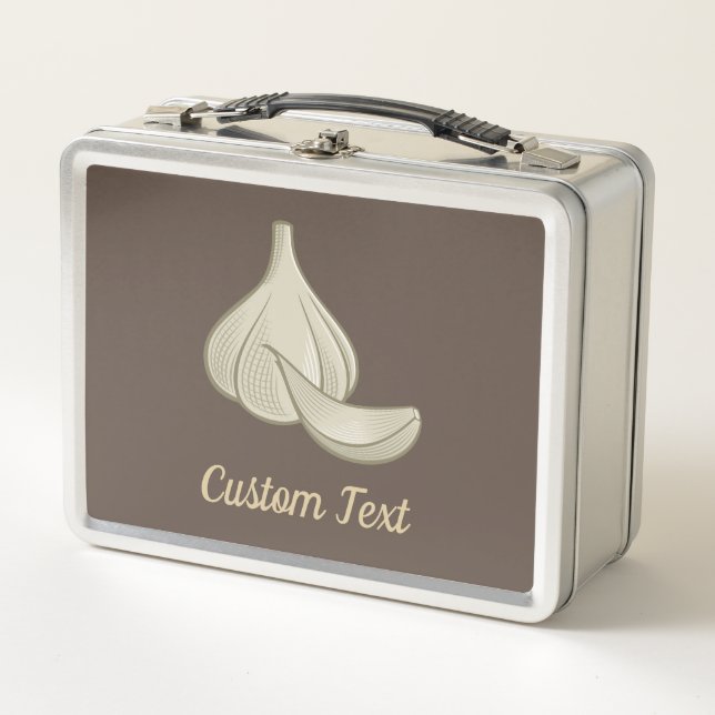 Knoblauch-Holzschnitt-Icon-Metal-Lunch Box Metall Brotdose (Vorderseite)