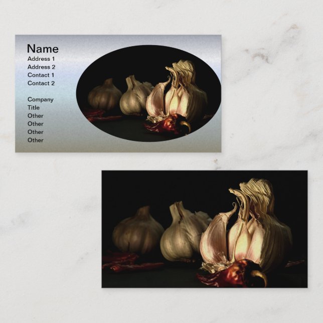 Knoblauch und Chili Pfeffer Visitenkarte (Vorne/Hinten)