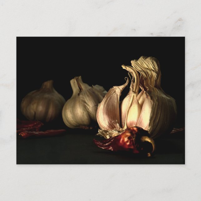 Knoblauch und Chili Pfefferwürze Postkarte (Vorderseite)