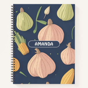 Knoblauch Wasserfarbe Personalisiertes Muster Notizbuch