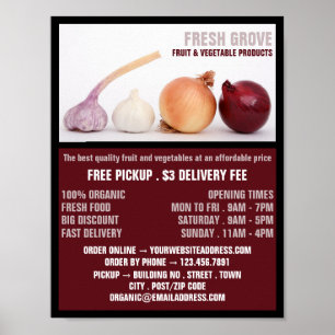 Knoblauch, Werbung für Lebensmittelhändler Poster