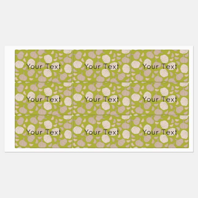 Knoblauchmuster - Knoblauchzehe- und Bullnachtssie Etiketten (Blatt)