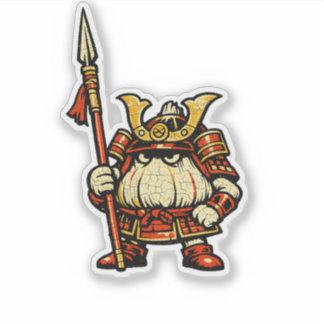 Knoblauchwächter – Lustige Gemüseburg Samurai  Aufkleber