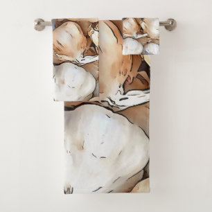Knoblauchzwiebeln Kunstschwarze Kontur Kunst Badhandtuch Set