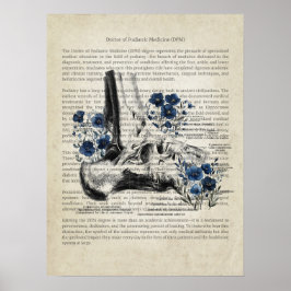 Knöchelanatomie mit blauem Blumenansatz Poster