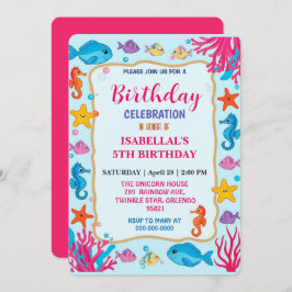 knöchelfarbenes Seepferd Geburtstagsparty Save The Date