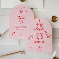 Knöchelhandgezeichneter Geburtstag trinkt rosa rot