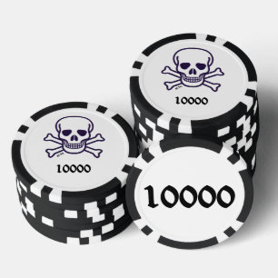 Knochen 10000 gestreifter Poker-Chip Pokerchips