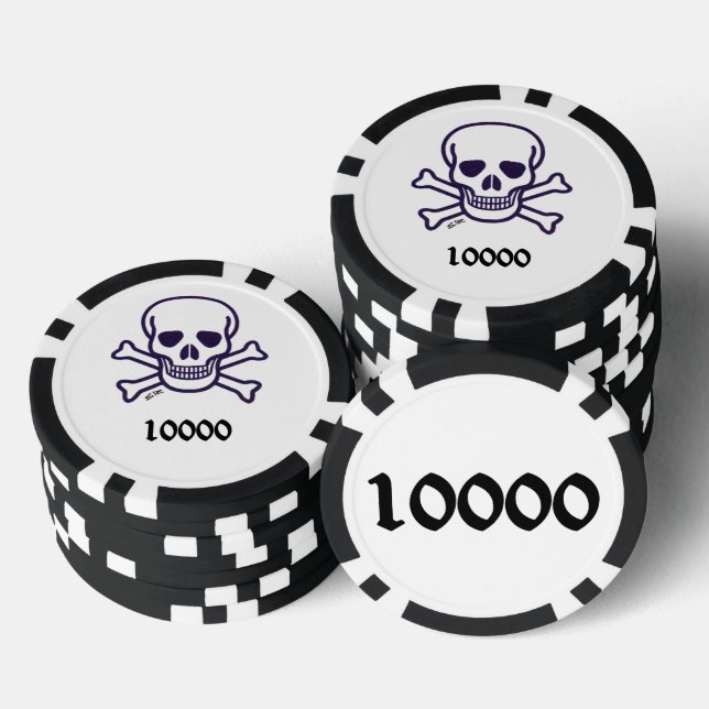 Knochen 10000 gestreifter Poker-Chip Pokerchips (Stapel)