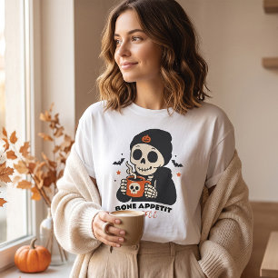 Knochen Appetit Skelett Kaffee Halloween T-Shirt