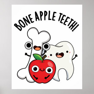 Knochen Apple Teeth Funny Bona Appetit Pub Poster