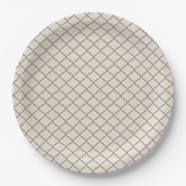 Knochen/Beige marokkanisches Gitter Pappteller (Vorderseite)