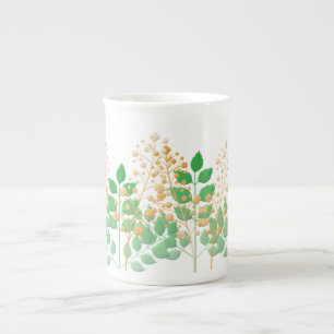 Knochen-China-Cup-Geschenk mit Blume und Blätter Prozellantasse