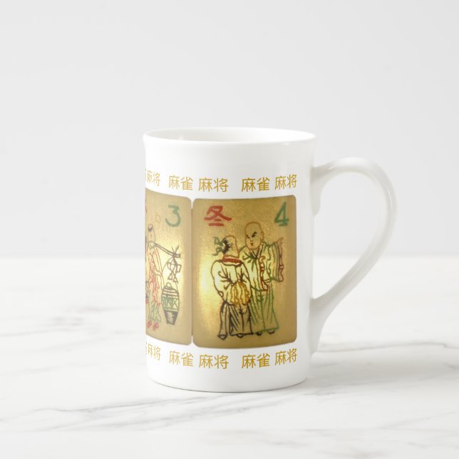 Knochen-China-Tasse mit Jahreszeitfliesen Prozellantasse (Rechts)