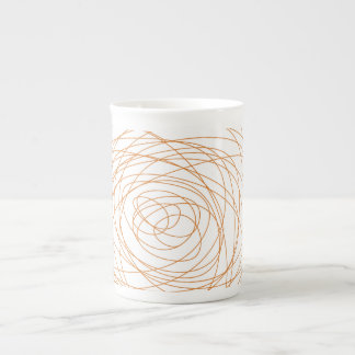 Knochen-China-Tasse - orange Gekritzel Prozellantasse