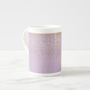 Knochen-China Tasse-Petite Golden Stars-Lavender Prozellantasse