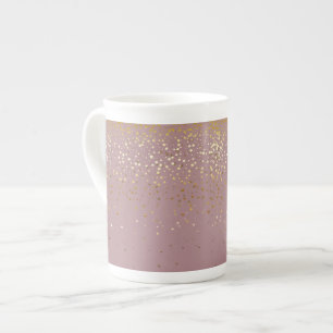 Knochen-China Tasse-Petite Golden Stars-Mauve Prozellantasse