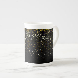 Knochen-China Tasse-Petite Golden Stars-Noir Prozellantasse