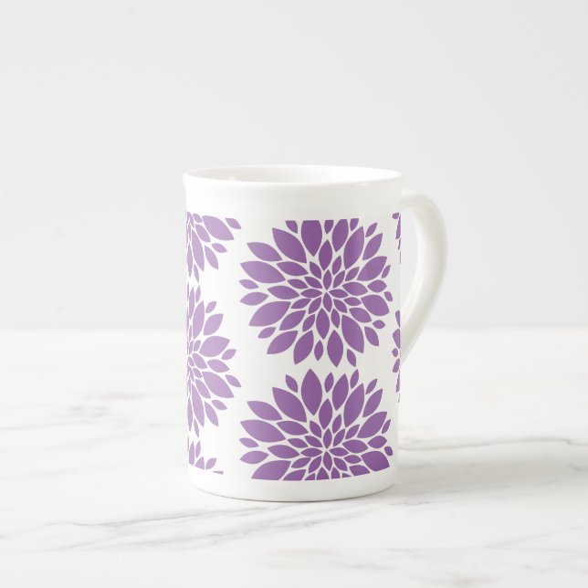 Knochen-China-Tasse-Purple-Blumen Prozellantasse (Vorderseite Rechts)