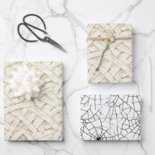 Knochen Creme Mumien Wrap Spinnennetze Halloween Geschenkpapier Set