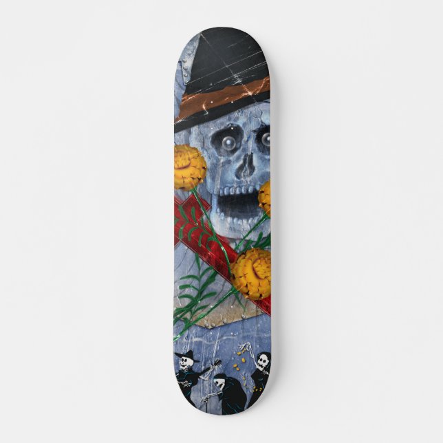 Knochen Deck™ - Muertos und Ringelblumen Skateboard (Vorne)