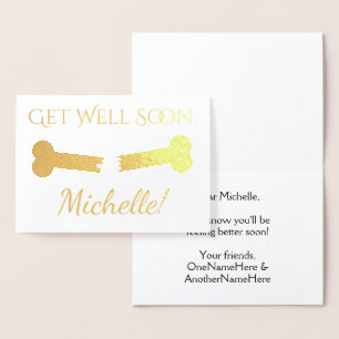 Knochen "Get Well bald" + Individuelle Name, Meldu Folienkarte