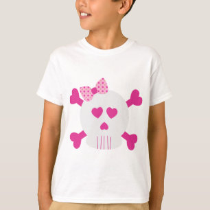 Knochen-Girly Gekritzel-Punkte des Schädel-n T-Shirt