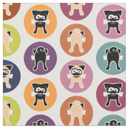 Knochen! Kreis-Druck (Kitz u. schwarze Möpse) Stoff