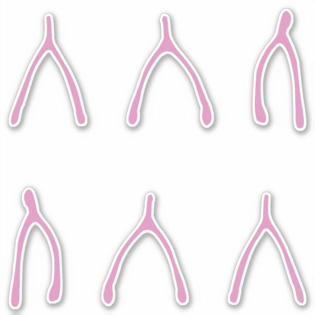 Knochen | Niedlich Pink Wishbone Aufkleber (Vorderseite)