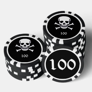 Knochen schwarz 100 gestreifter Poker-Chip Pokerchips