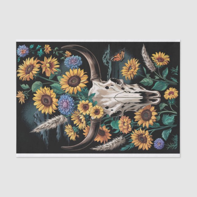 Knochen und Blüten, Wildblumen und Wilder Westen Seidenpapier (Vorderseite)